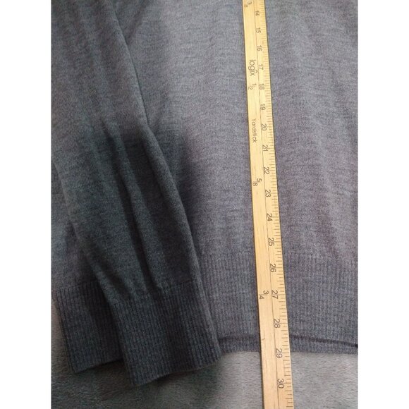 Banana Republic Sweater Mens XL Gray Extra Fine Merino Wool V Neck Pullover - Picture 3 of 8
